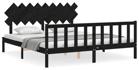 3193480 vidaXL Cadru de pat cu tăblie, negru, 160x200 cm, lemn masiv