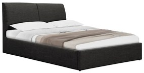 Pat Dublu Volince Cu Spatiu Depozitare Si Tapiterie Textila Gri Antracit 160x200 Cm