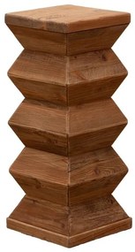 Piedestal sculptat manual din lemn vechi de pin, "Angularis"