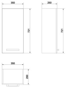 Dulapior Cersanit, Melar, suspendat, 72 cm, alb