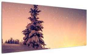 Tablou cu copac înzăpezit pe luncă (120x50 cm)