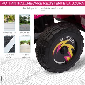 HOMCOM ATV Electric Roz pentru Fetițe, Vehicul pentru Copii 18-36 Luni, Design Atractiv | Aosom Romania