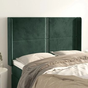 Tablie pat cu aripioare verde inchis 147x16x118 128 cm catifea 1, Verde inchis, 147 x 16 x 118 128 cm