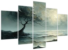 Tablou - pictură în ulei de un copac cu oceanul (150x105 cm)