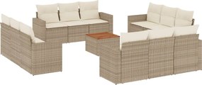 vidaXL Set canapele de grădină, 13 piese, cu perne, bej, poliratan