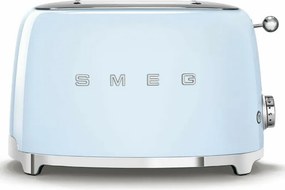 Prajitor de paine SMEG 50's Style TSF01PBEU, 950 W, 2 felii, 6 trepte, Tava pentru firimituri, Cablu integrat, Otel inoxidabil, Albastru