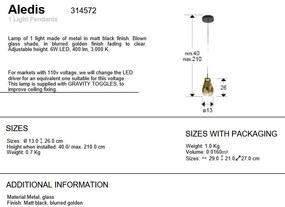 Pendul LED design modern Aledis negru/ auriu