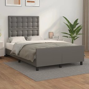 3125565 vidaXL Cadru de pat cu tăblie, gri, 120x200 cm, piele ecologică