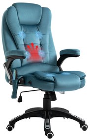 Vinsetto Fotoliu de birou cu funcție de masaj și încălzire, scaun de birou, scaun ergonomic cu înălțime reglabilă, spătar inclinabil și telecomandă cu fir, pivotant la 360° material din poliester bleu | Aosom Romania