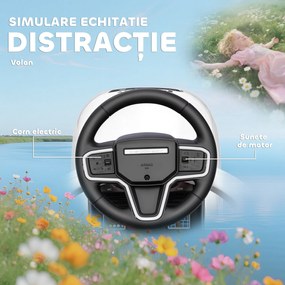 AIYAPLAY Mașinuță de Împins pentru Copii LAND ROVER DISCOVERY, 2-în-1 cu Mâner și Barieră de Siguranță, Alb | Aosom Romania