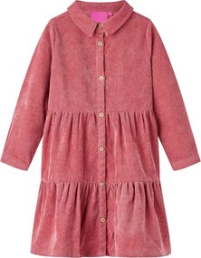 vidaXL Rochie pentru copii cu mâneci lungi din catifea, roz antichizat, 128