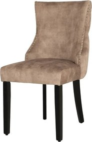 Set 2 scaune Stil Baroc, Catifea, Bej, Lemn, Negru, CASTLE DELUXE