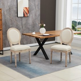 HOMCOM Set 2 Scaune Capitonate Vintage, Design Elegant, pentru Living sau Sufragerie, Albe | Aosom Romania