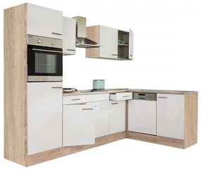 Mobilă de bucătărie Yorki 280 cu corp din stejar Sonoma și față alb satinat