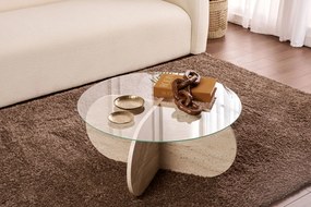 Măsuță cafea Aorte (travertin + sticlă). 1127454