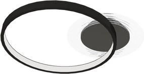 HOMCOM Lampă de tavan LED Modernă de 40W cu 2 Inele și Lumină Reglabilă, Negru | Aosom Romania