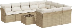 vidaXL Set canapele de grădină cu perne, 11 piese, bej, poliratan