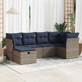 vidaXL Set mobilier grădină cu perne, 6 piese, gri, poliratan
