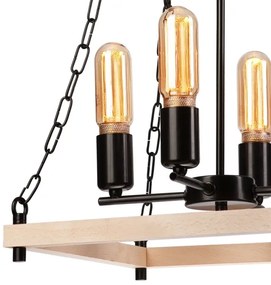 Lustră pe lanț JASPER 4xE27/60W/230V fag/bej