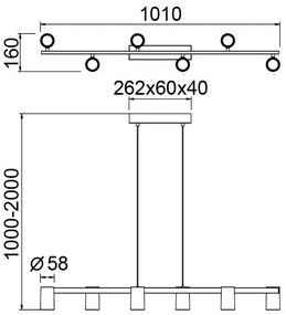 Lustra suspendata cu 6 spoturi SAL alb MA-8297
