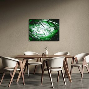 Tablou pe sticlă abstract verde (70x50 cm)