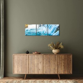 Tablou - Cascada Godafoss (cu ceas) (90x30 cm)