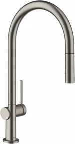 Baterie bucatarie cu dus extractibil Hansgrohe Talis M54 210 cu 2 jeturi finisaj negru-crom periat fara sBox