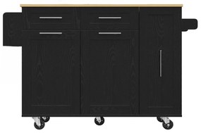 Insulă de bucătărie cu blat rabatabil, Negru | Aosom Romania