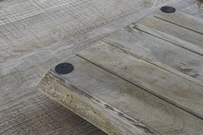 Măsuță de cafea pătrată din lemn și metal, natur și negru, cu 3 tăvi detașabile, finisaj mat, 55 x 120 x 120 cm, „Traywood” – Ethnic Collections