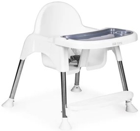 Scaun de hrănire 2 în 1 cu tavă și centuri alb