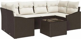 vidaXL Set de canapea cu pernă cu pernă 7 pcs Maro și Crem poliratan