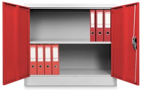 Dulap metalic universal jos 90 x 40 x 80 cm, încuietoare cilindrică, roșu - ral 3000