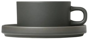 Set 2 cești cu farfurioară din ceramică Blomus Pilar, 170 ml, gri