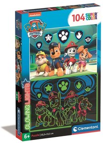 Patrula Cățelușilor Symbols Puzzle Clementoni fosforescent cu 104 piese