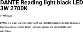 Aplica LED cu reader directionabil DANTE negru 3W 2700K