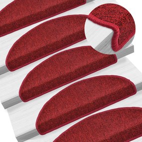 vidaXL Covorașe de scări, 15 buc., roșu bordo, 65 x 24 x 4 cm