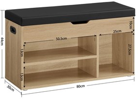 Banca cu spatiu pentru incaltaminte si sezut negru din piele ecologica WESO SONOMA 80x30x44 cm