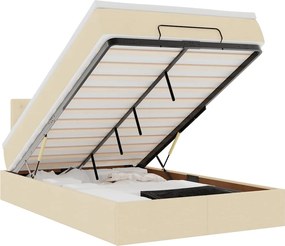 vidaXL Cadru de pat otoman cu saltea crem 120x190cm stofa