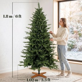HOMCOM Brad de Crăciun artificial 180 cm cu bază pliabilă din lemn, deschidere automată, verde | Aosom Romania