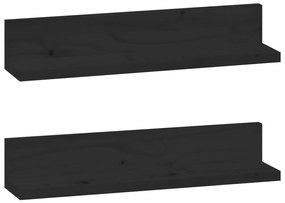 823603 vidaXL Rafturi de perete, 2 buc., negru, 50x11x9 cm, lemn masiv de pin