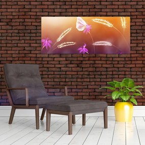 Tablou - Fluture roz (120x50 cm)