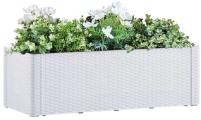vidaXL Strat înălțat grădină cu sistem auto-udare, alb, 100x43x33 cm