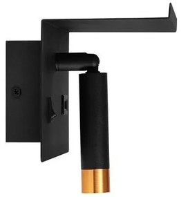 Spot de perete cu raft și încărcător USB 1xG9/35W/230V negru/auriu