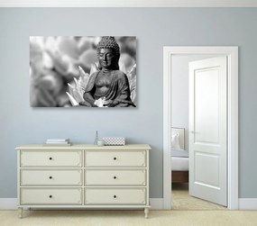 Tablou Budha pașnic în design alb-negru
