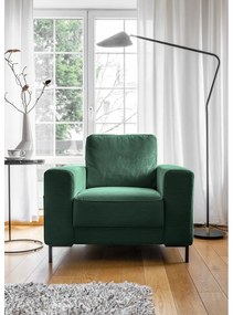 Fotoliu verde închis cu tapițerie din catifea reiată Lofty Lilly – Miuform