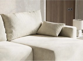 Colțar crem extensibil/cu spațiu de depozitare cu tapițerie din chenille (cu colț pe partea dreaptă/cu șezlong) Leon – Maison de Rêve