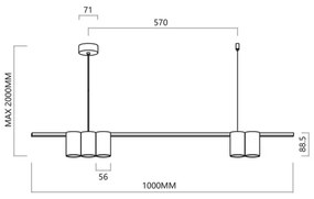 Lustră pe cablu GENESIS 5xGU10/8W/230V auriu