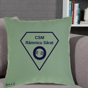 Perna Personalizata CSM Ramnicu Sarat Fotbal, 40x40 cm, Verde, Husa Detasabila, Perna Inclusa, BEKZ®