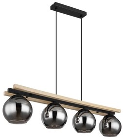 Lustra 4L design industrial CONNI negru, natur