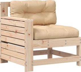 vidaXL Canapea grădină cotieră cu perne, lemn masiv de pin